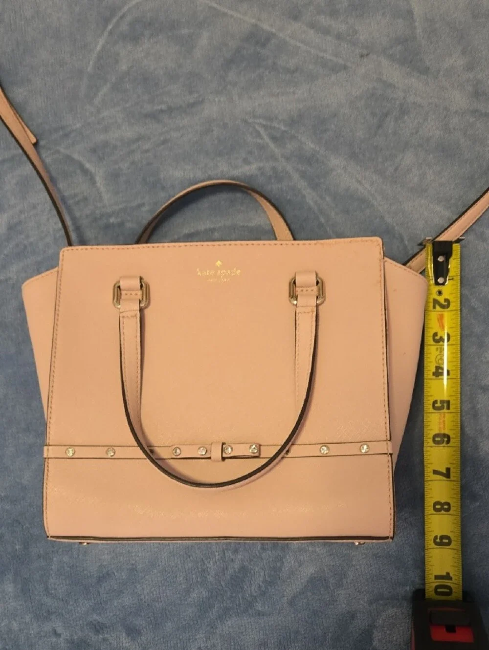 kate spade Laurel Way Jeweled Small blush pink satchel with gold hardware